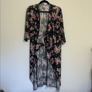 LuLaRoe Black and Pink Floral Shirley Cardigan